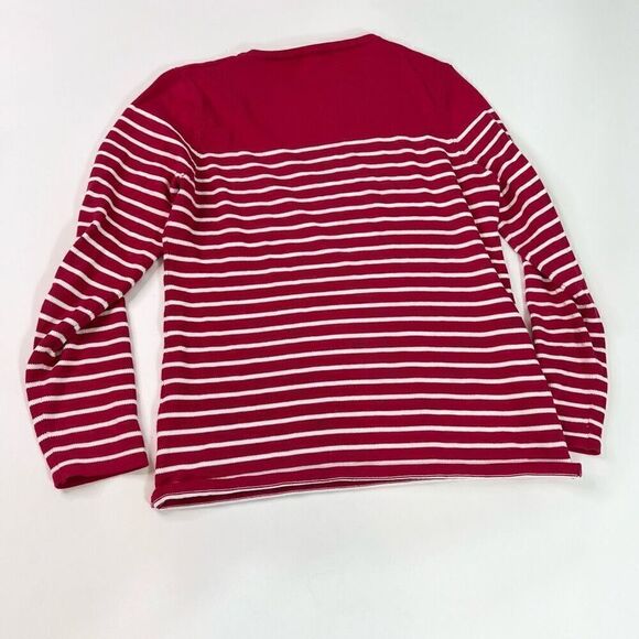 Pura Cashmere Sweater Womens Medium Red White Stripes Knitted Pullover - Picture 4 of 9
